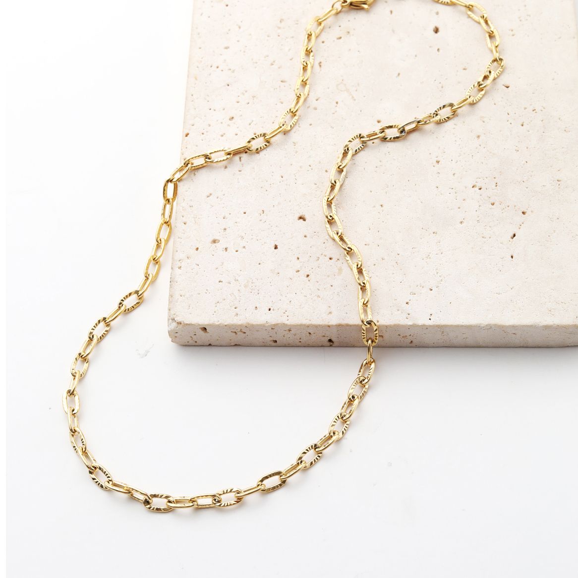 Collier Chaîne Liens de Textures en Or